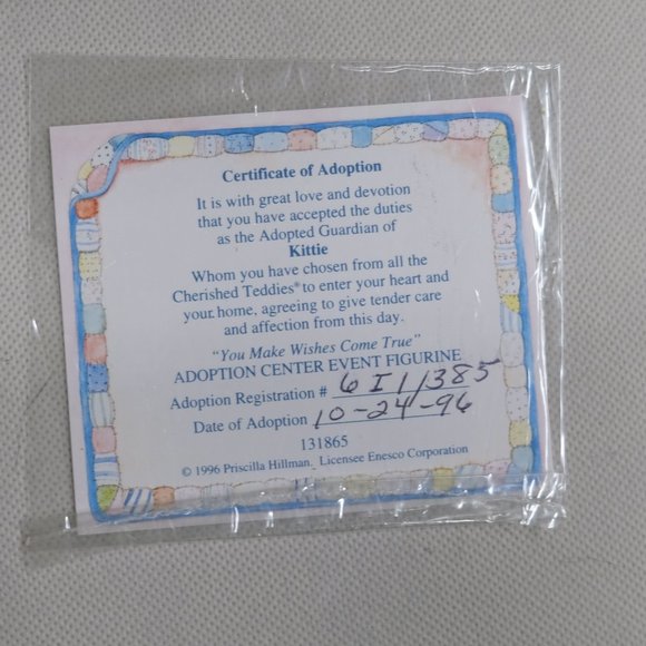 Cherished Teddies Kittie Fairy God Mother Bear Figurine Vintage 1996 #131865 - Picture 7 of 7